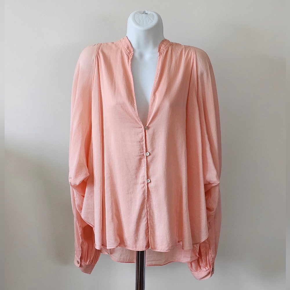 forteforte peach cotton & silk blouse - Brand Size II / U.S. size 6 Like New